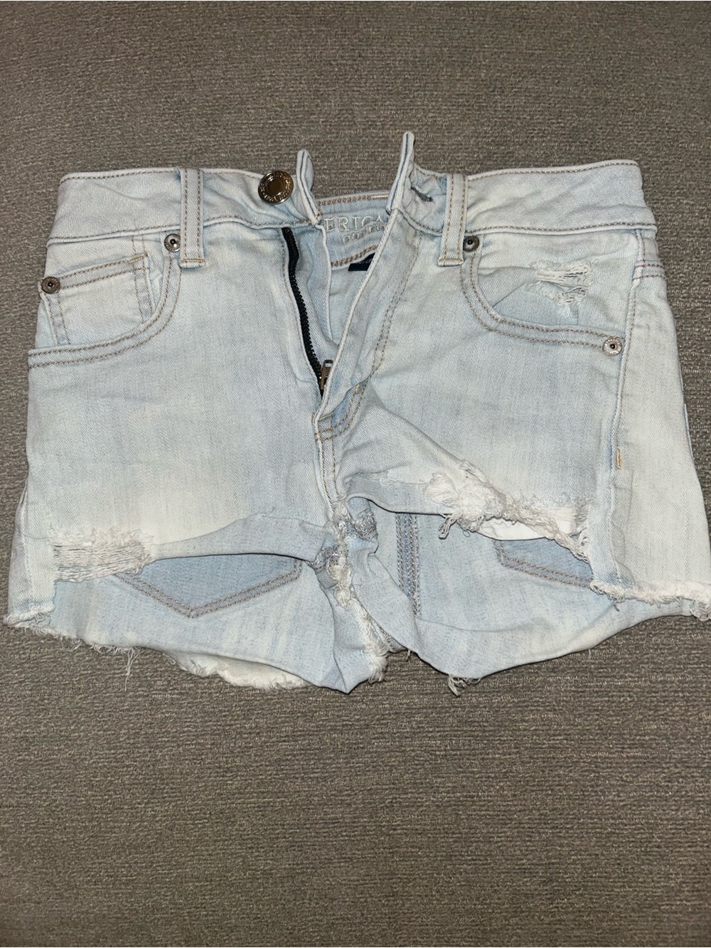 American Eagle Outfitters Light Blue Distressed Denim Shorts